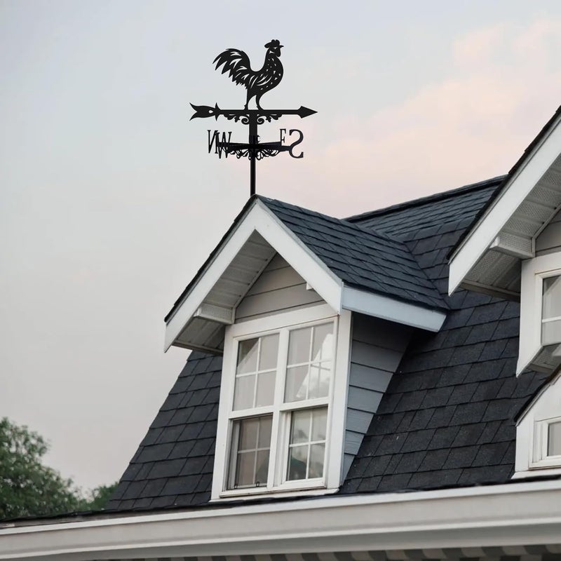 beinkmake 3D Rooster Weathervane Metal Wind Vane Weathercock Garden Decoration Wind Direction Indicator Stake Roof Mount Ornament for Farmhouse Yard Outdoor - Image 5